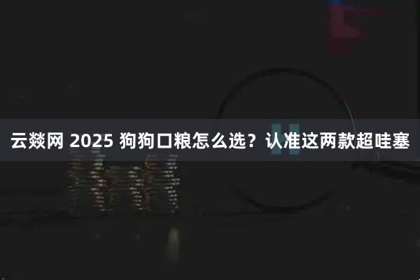 云燚网 2025 狗狗口粮怎么选？认准这两款超哇塞