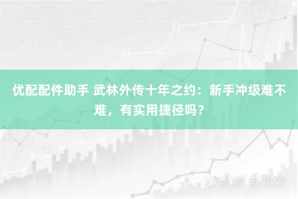 优配配件助手 武林外传十年之约：新手冲级难不难，有实用捷径吗？